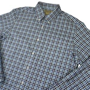 Duluth Trading Trim Fit Men's Large Tall Plaid Long Sleeve Button Shirt Blue LT